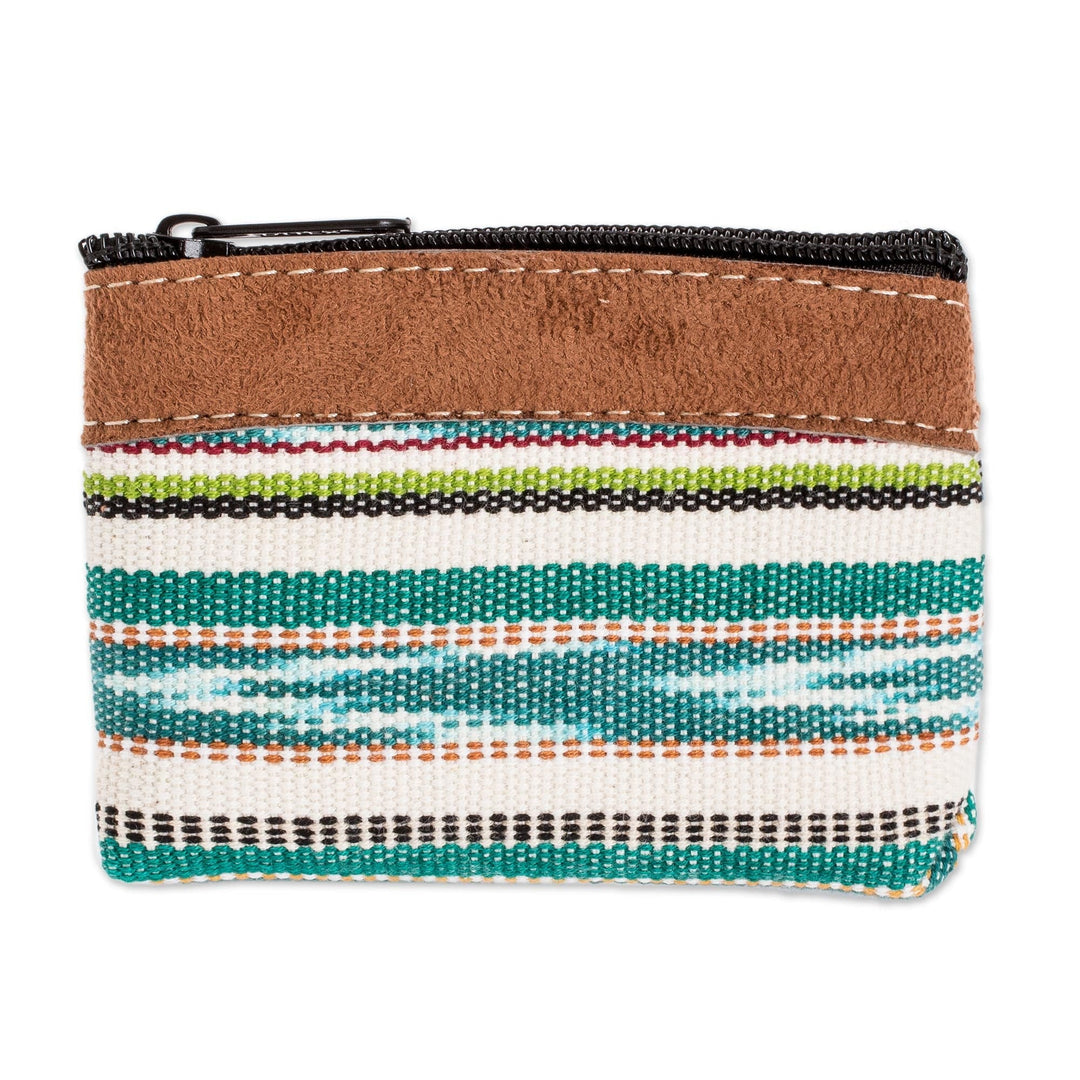 Handwoven Green Cotton Change Purse with Zipper - Jocotenango Green