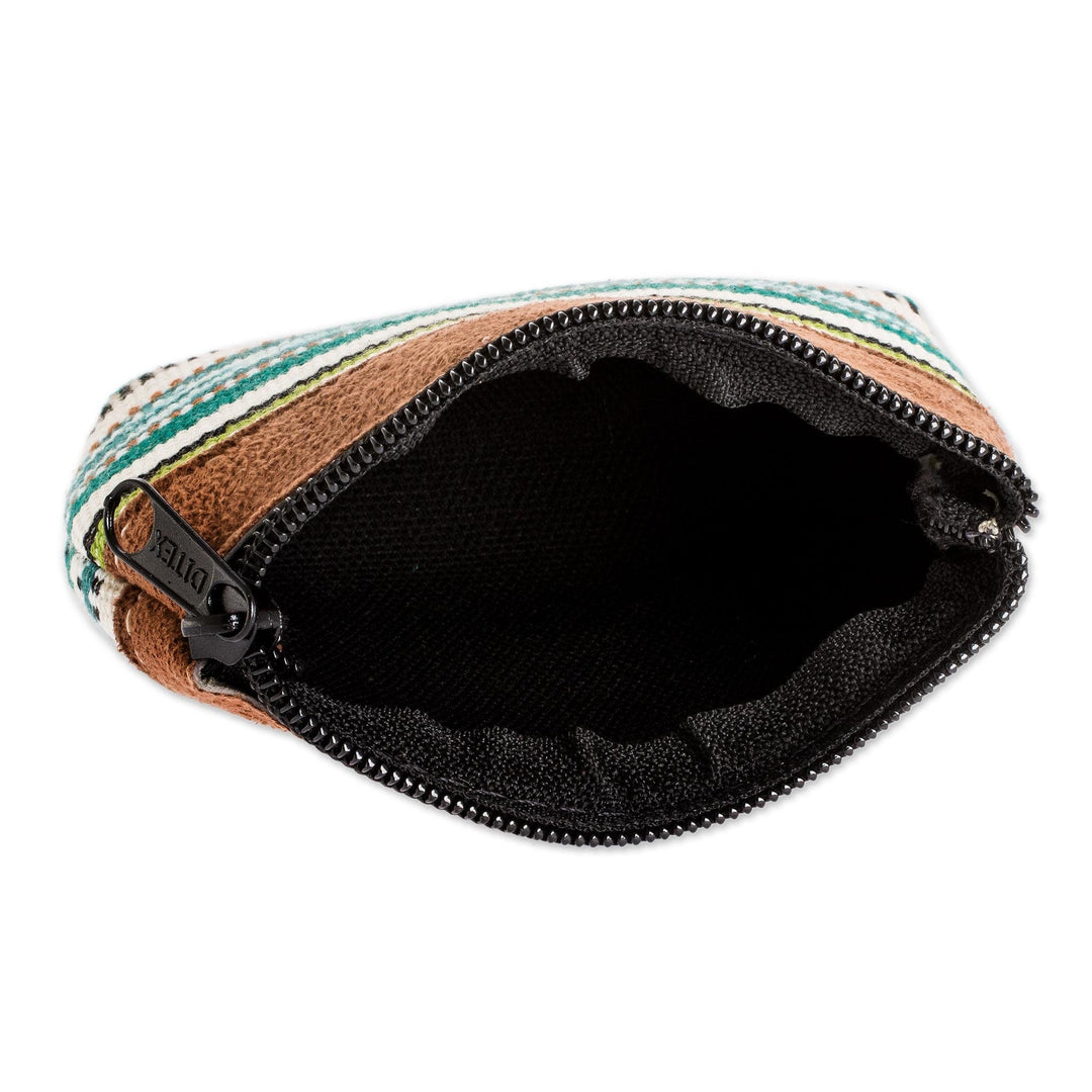 Handwoven Green Cotton Change Purse with Zipper - Jocotenango Green