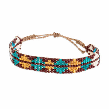 Multicolored Glass Beaded Diamond Wristband Bracelet - Earth Diamonds