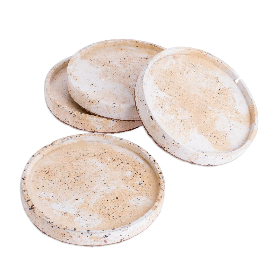 Molded Cement Round Coasters in a Marbled White (Set of 4) - Marbled Charm