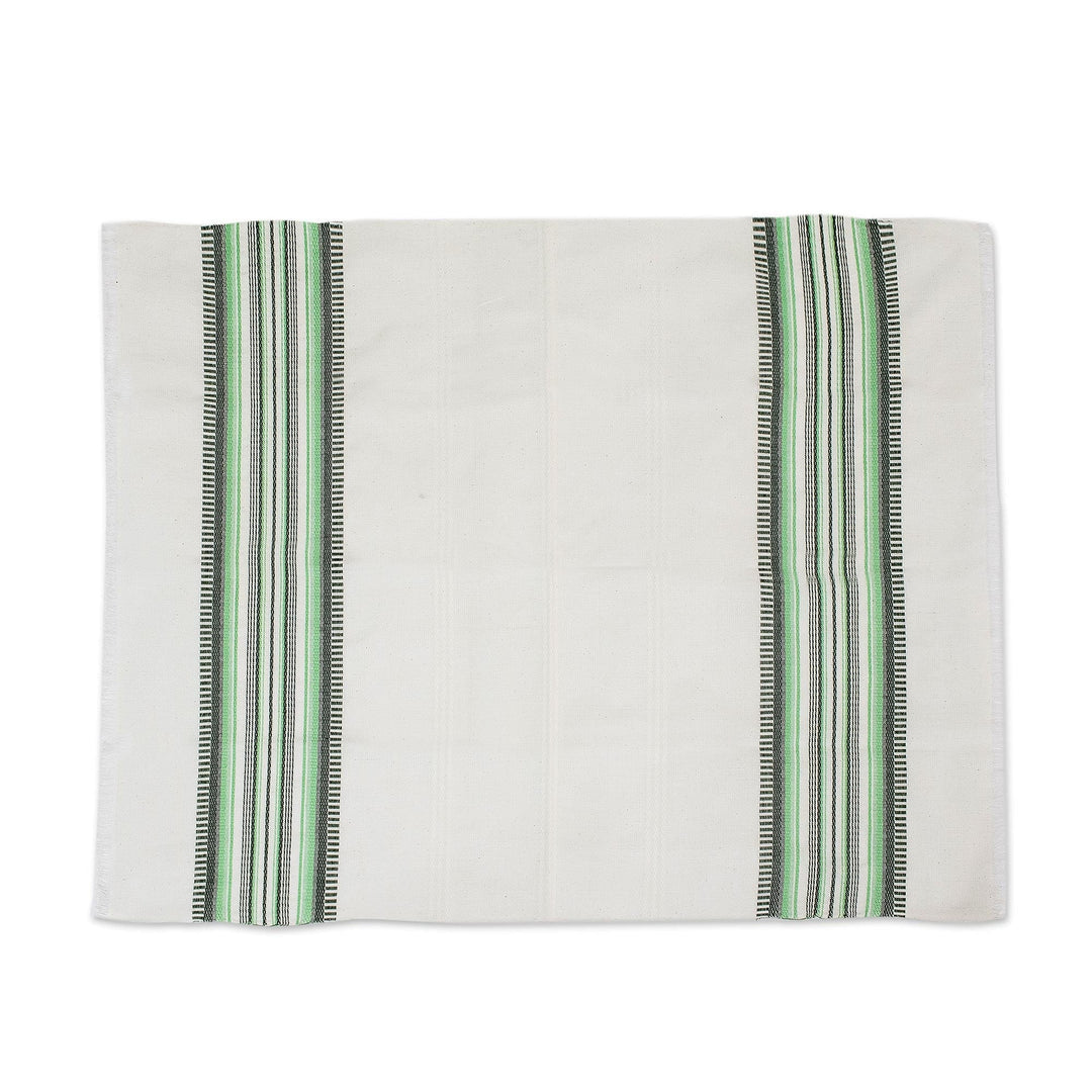 Pair of Striped Cotton Dish Towels Hand-Woven in Guatemala