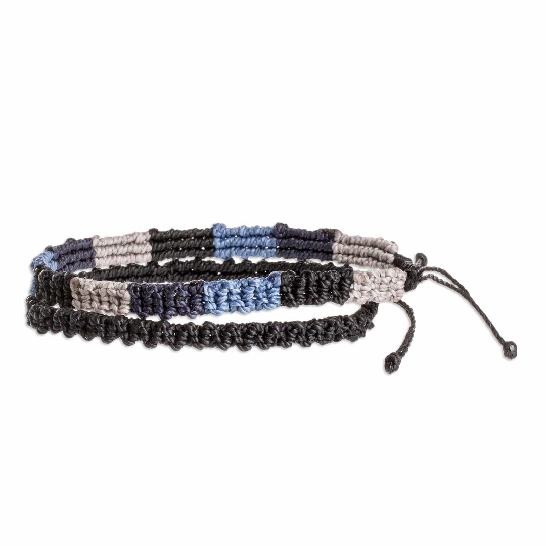 Volcanic Color Macrame Bracelets from Costa Rica (Pair) - Volcano Sky