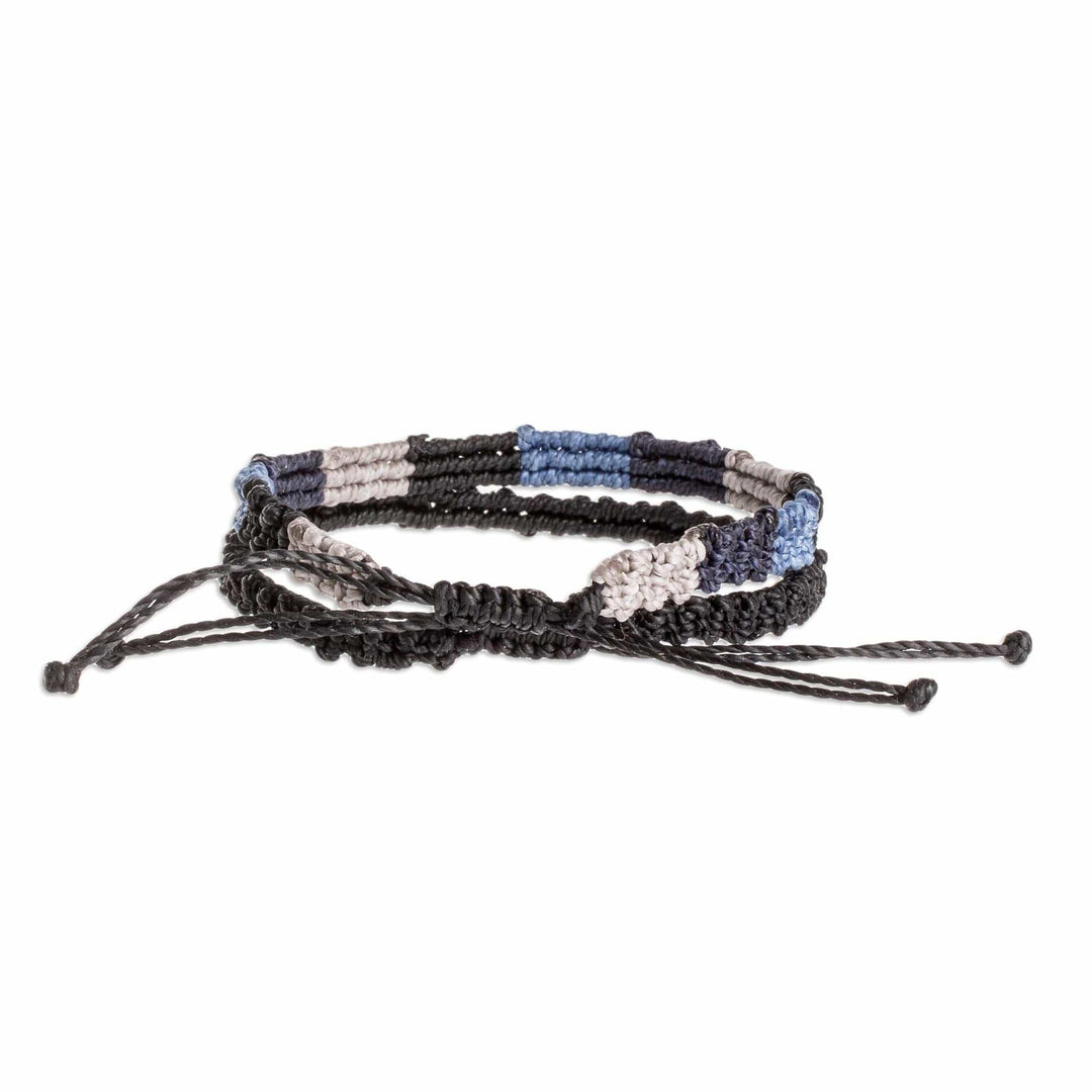 Volcanic Color Macrame Bracelets from Costa Rica (Pair) - Volcano Sky