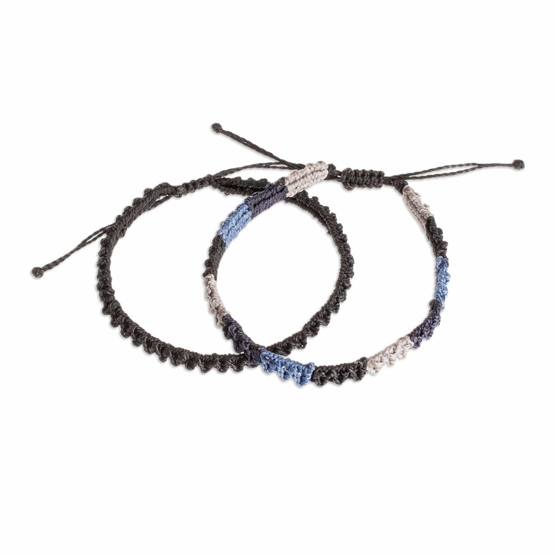 Volcanic Color Macrame Bracelets from Costa Rica (Pair) - Volcano Sky