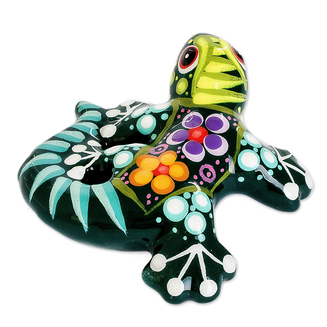 Tiny Floral Singing Gecko Figurine