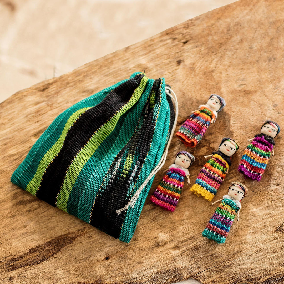 12 Guatemala Handcrafted Cotton Worry Doll Figurines - A Dozen Friends