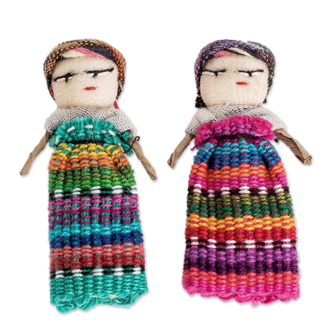 12 Guatemala Handcrafted Cotton Worry Doll Figurines - A Dozen Friends