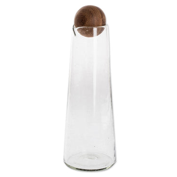 Handblown Glass Decanter with Wood Stopper - Clarity