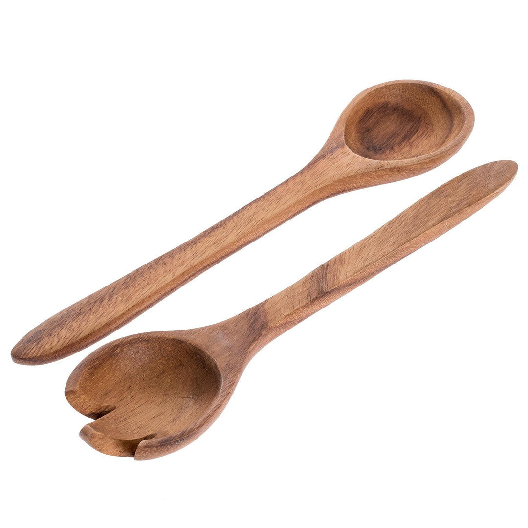 Artisan Crafted Teak Salad Servers (Pair) - Fresh Salad