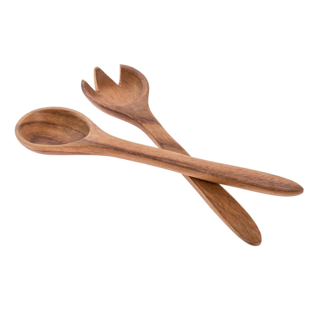Artisan Crafted Teak Salad Servers (Pair) - Fresh Salad