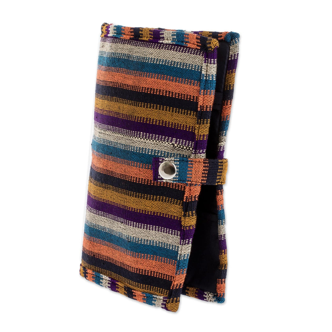 Striped Cotton Passport Wallet - Travel Time