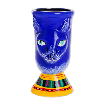 Blue Ceramic Flower Pot - Top Cat in Blue