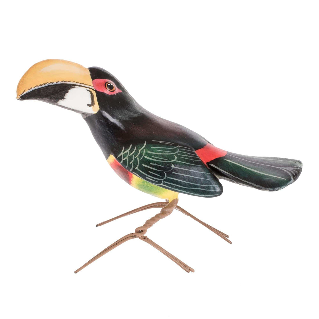 Hand-Painted Bird Figurine from Guatemala - Aracari Toucan