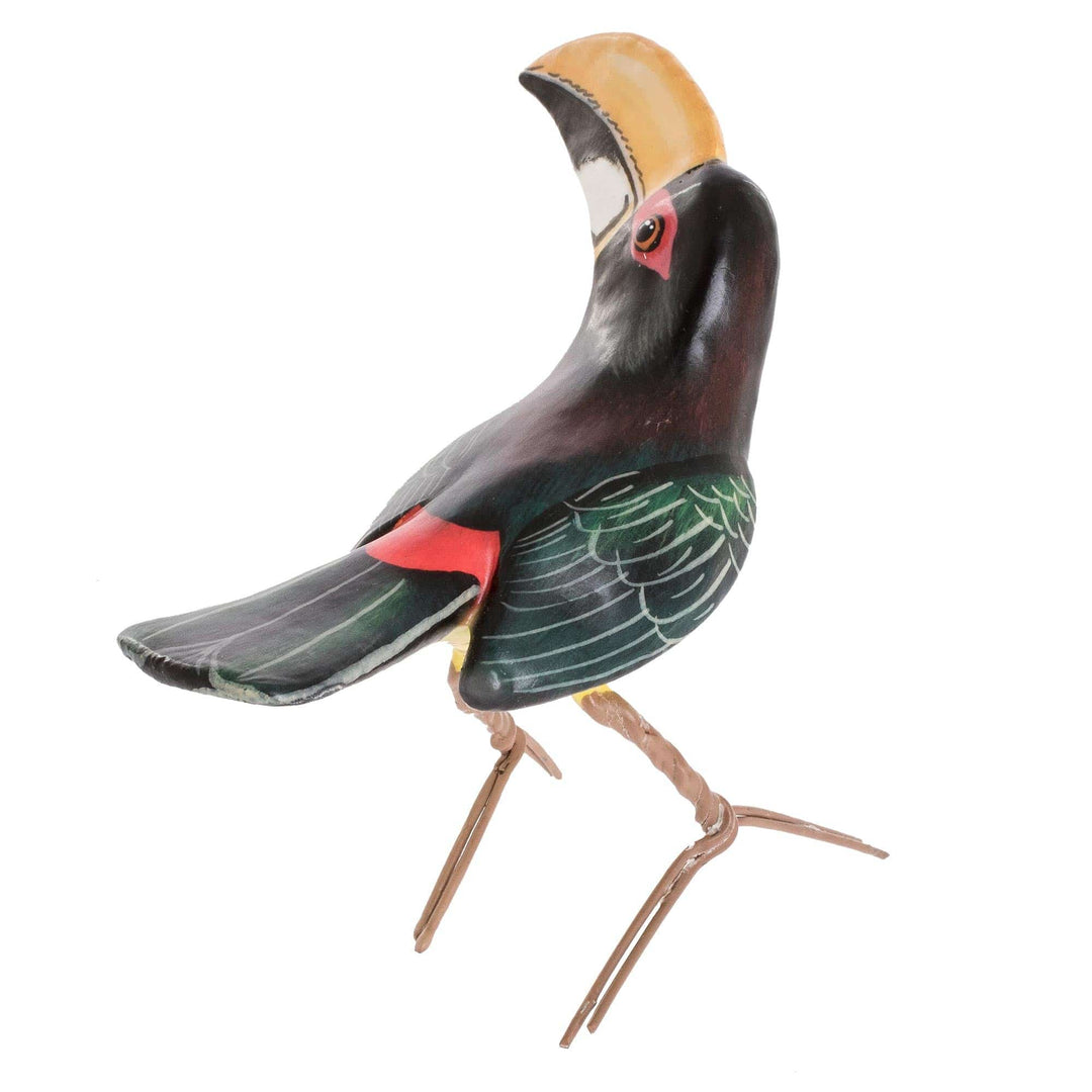 Hand-Painted Bird Figurine from Guatemala - Aracari Toucan