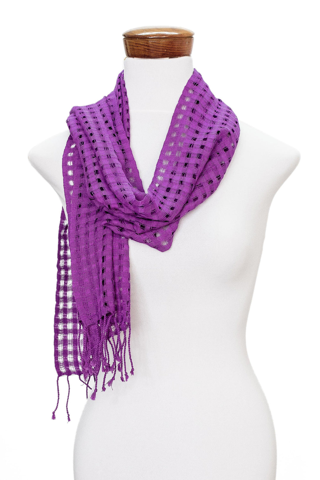 Fringed All-Cotton Scarf - Hyacinth Net