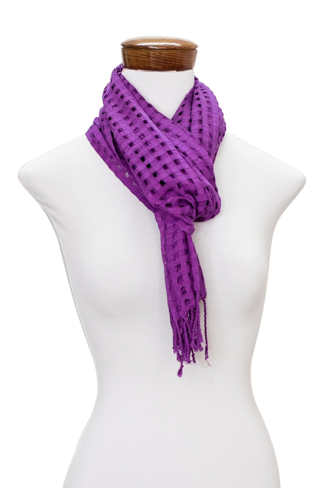 Fringed All-Cotton Scarf - Hyacinth Net
