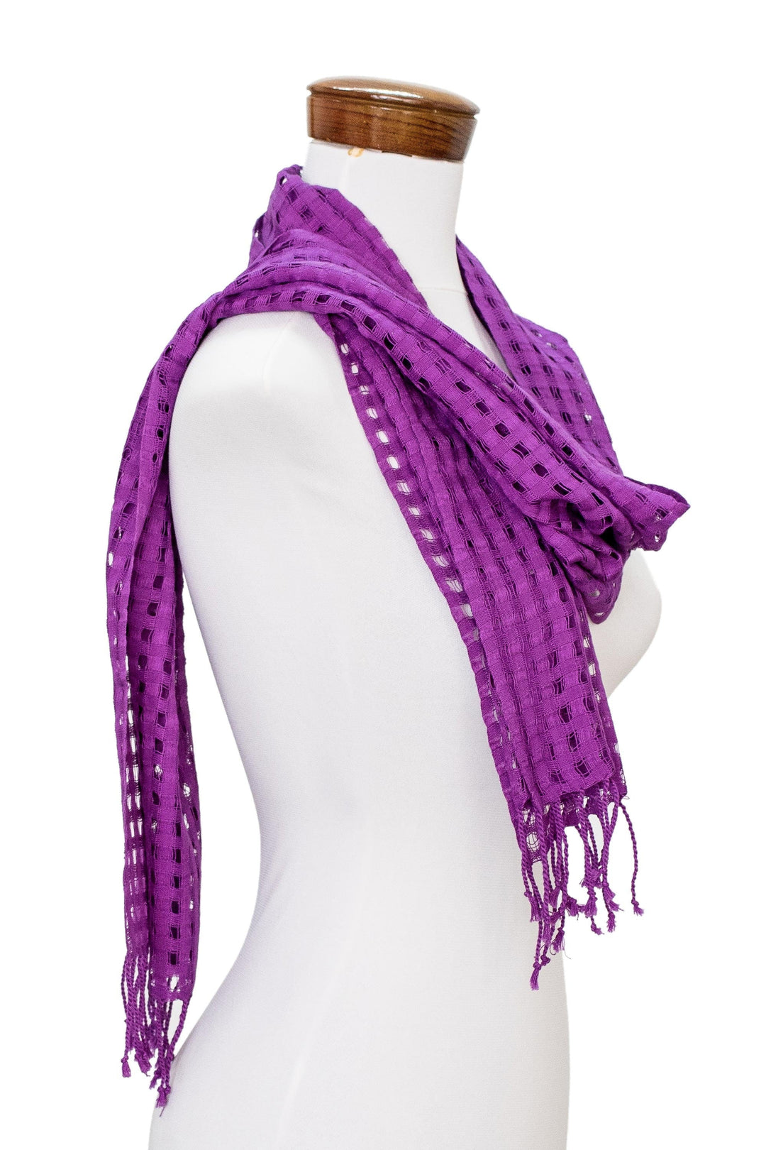 Fringed All-Cotton Scarf - Hyacinth Net