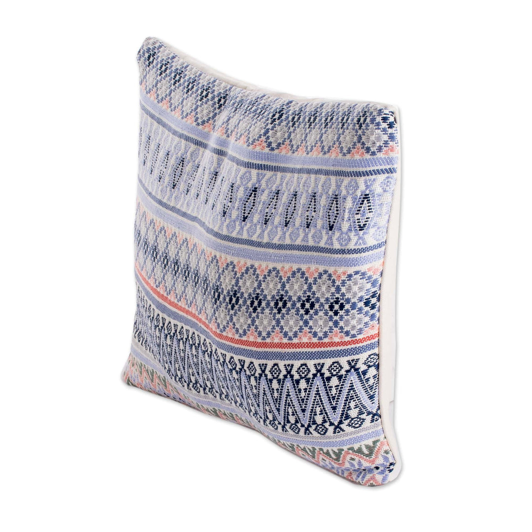 Blue Striped Cotton Cushion Cover Handloomed in Guatemala - Reef Charm