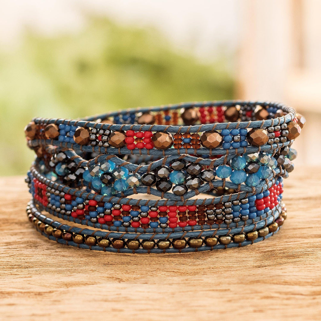 Multicolored Beaded Wrap-Style Bracelet - Festive Atitlan