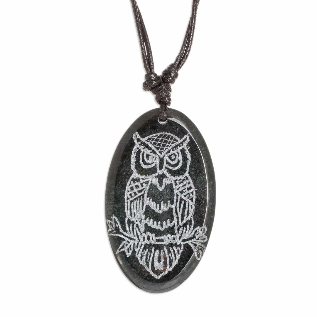 Unisex Adjustable Jade Pendant Necklace - Wisdom Owl