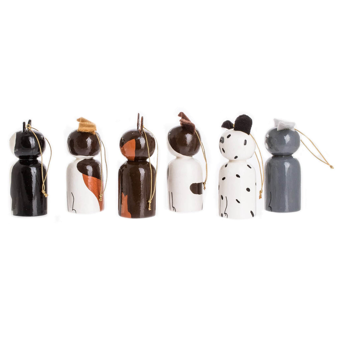 Hand-painted Reclaimed Wooden Ornaments (Set of 6) - Loyal Friends