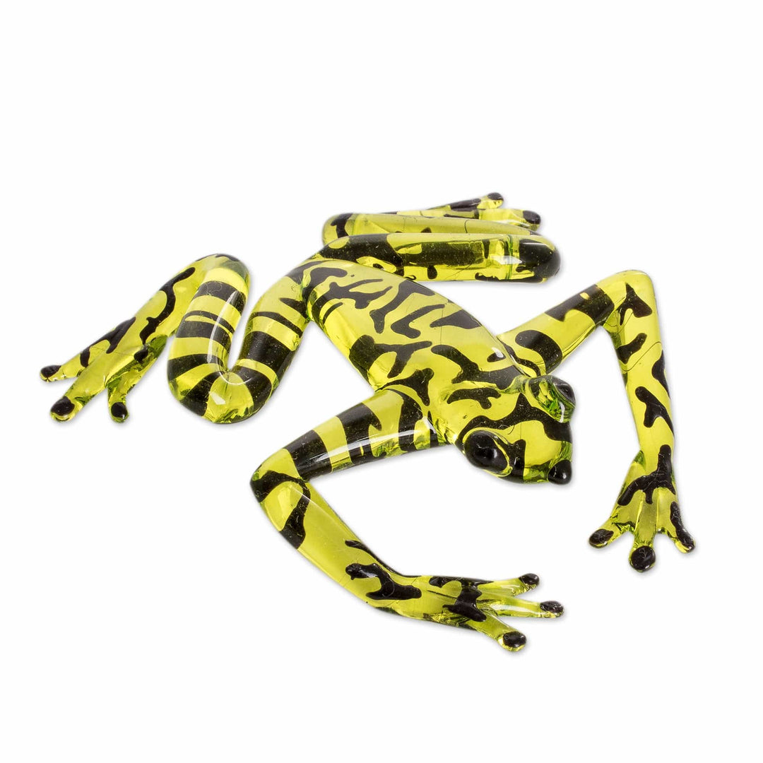 Handcrafted Yellow-Headed Dart Frog Figurine from Costa Rica - Bumblebee Frog