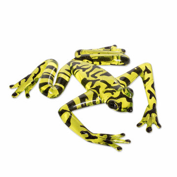 Handcrafted Yellow-Headed Dart Frog Figurine from Costa Rica - Bumblebee Frog