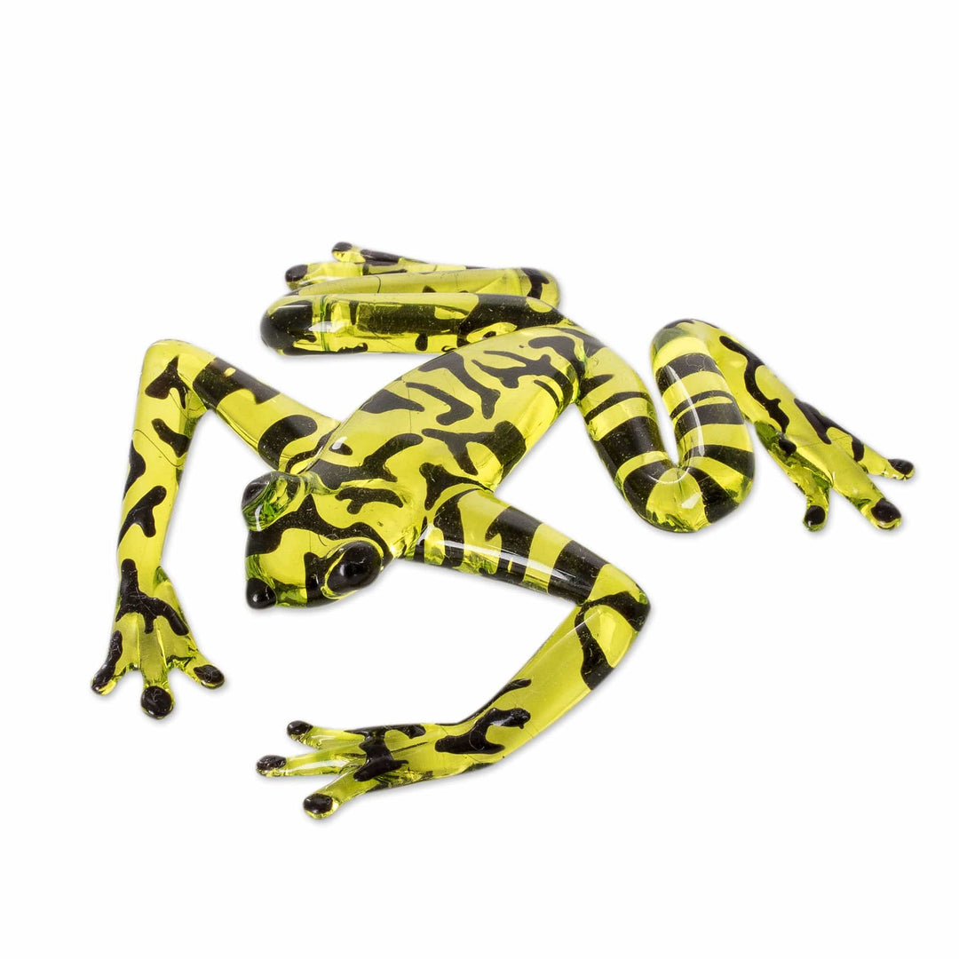 Handcrafted Yellow-Headed Dart Frog Figurine from Costa Rica - Bumblebee Frog
