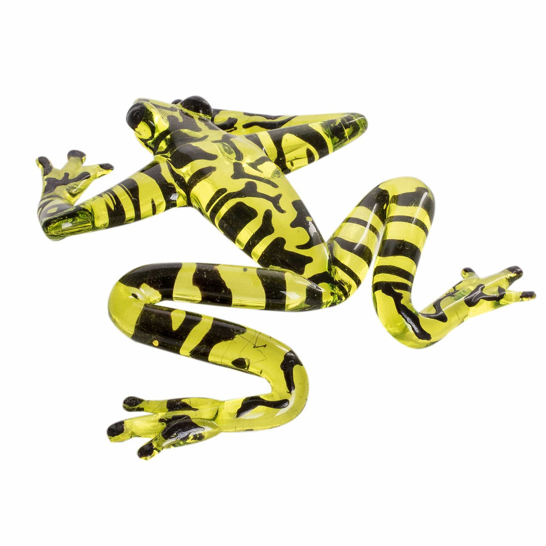 Handcrafted Yellow-Headed Dart Frog Figurine from Costa Rica - Bumblebee Frog