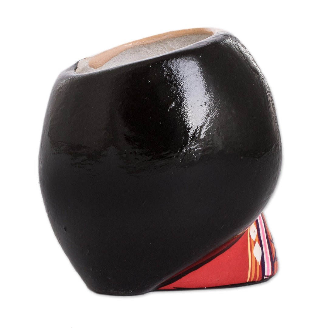 Handpainted Mini Ceramic Flower Pot in the Shape of a Woman - Julia Dreaming