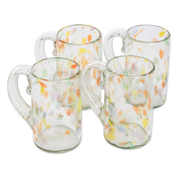 Handblown Glass Beer Mugs (Set of 4) - Color Play