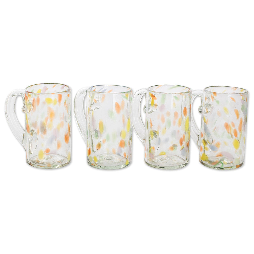 Handblown Glass Beer Mugs (Set of 4) - Color Play