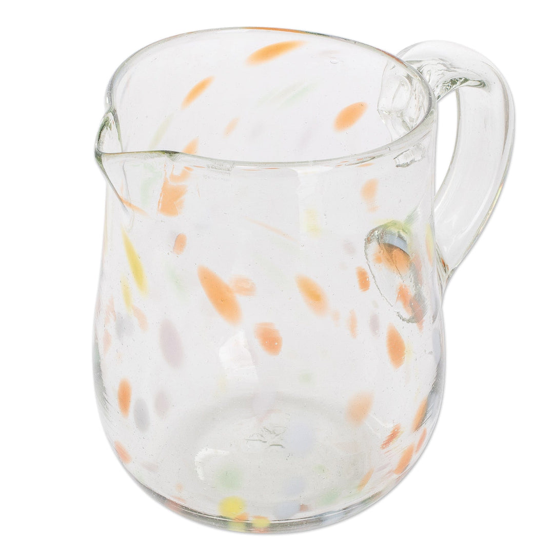 Artisan Crafted Glass Pitcher from Guatemala - Color Play