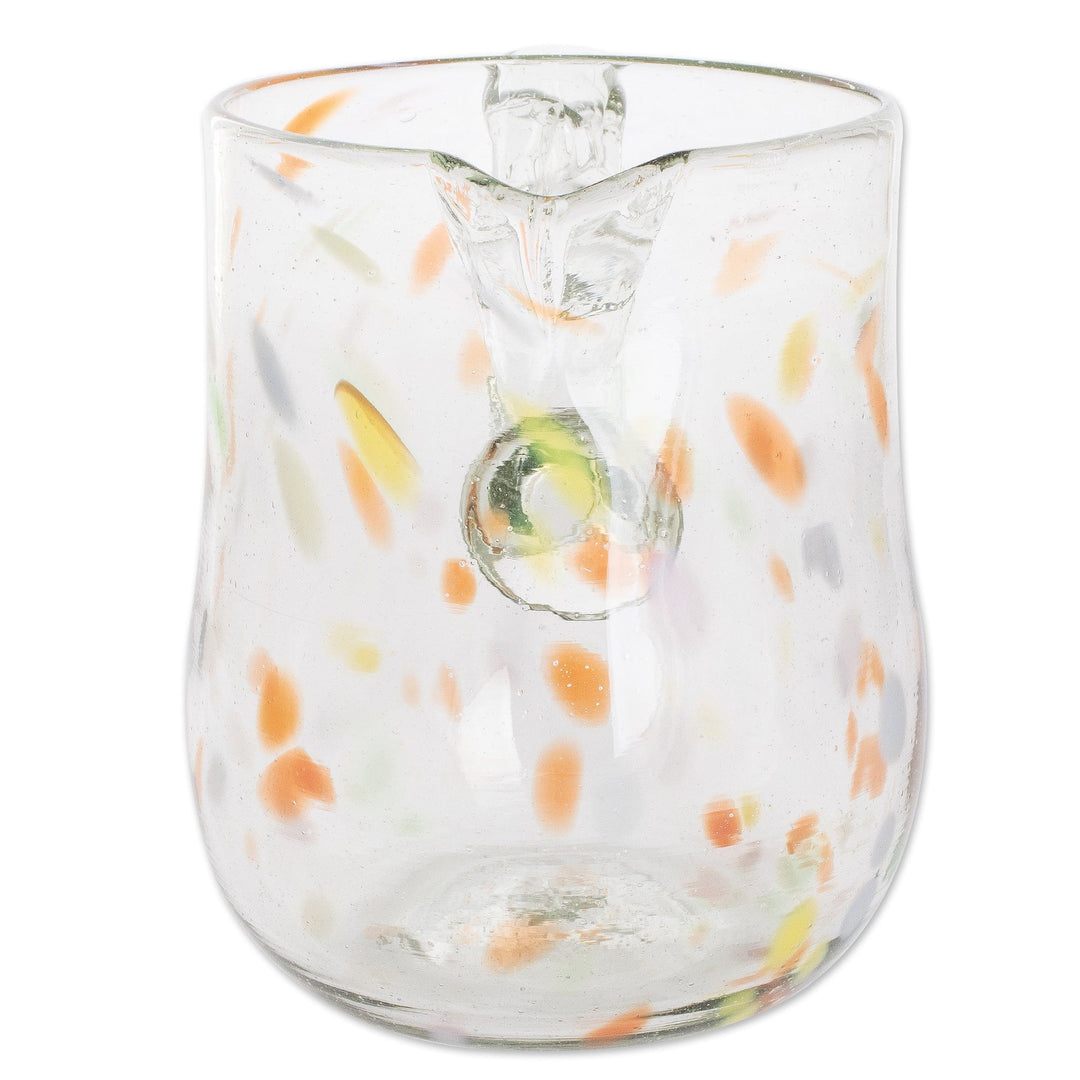 Artisan Crafted Glass Pitcher from Guatemala - Color Play