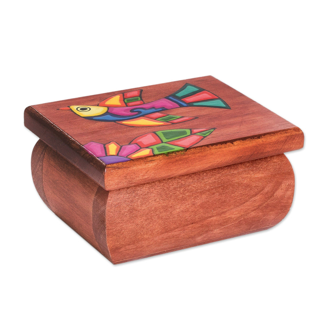 Hand Painted Small Wood Decorative Box - Soaring Above