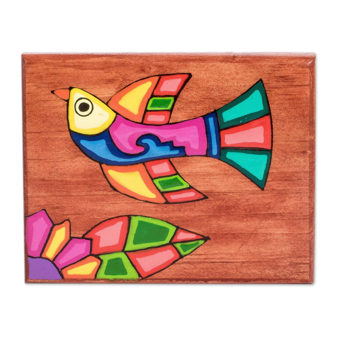 Hand Painted Small Wood Decorative Box - Soaring Above