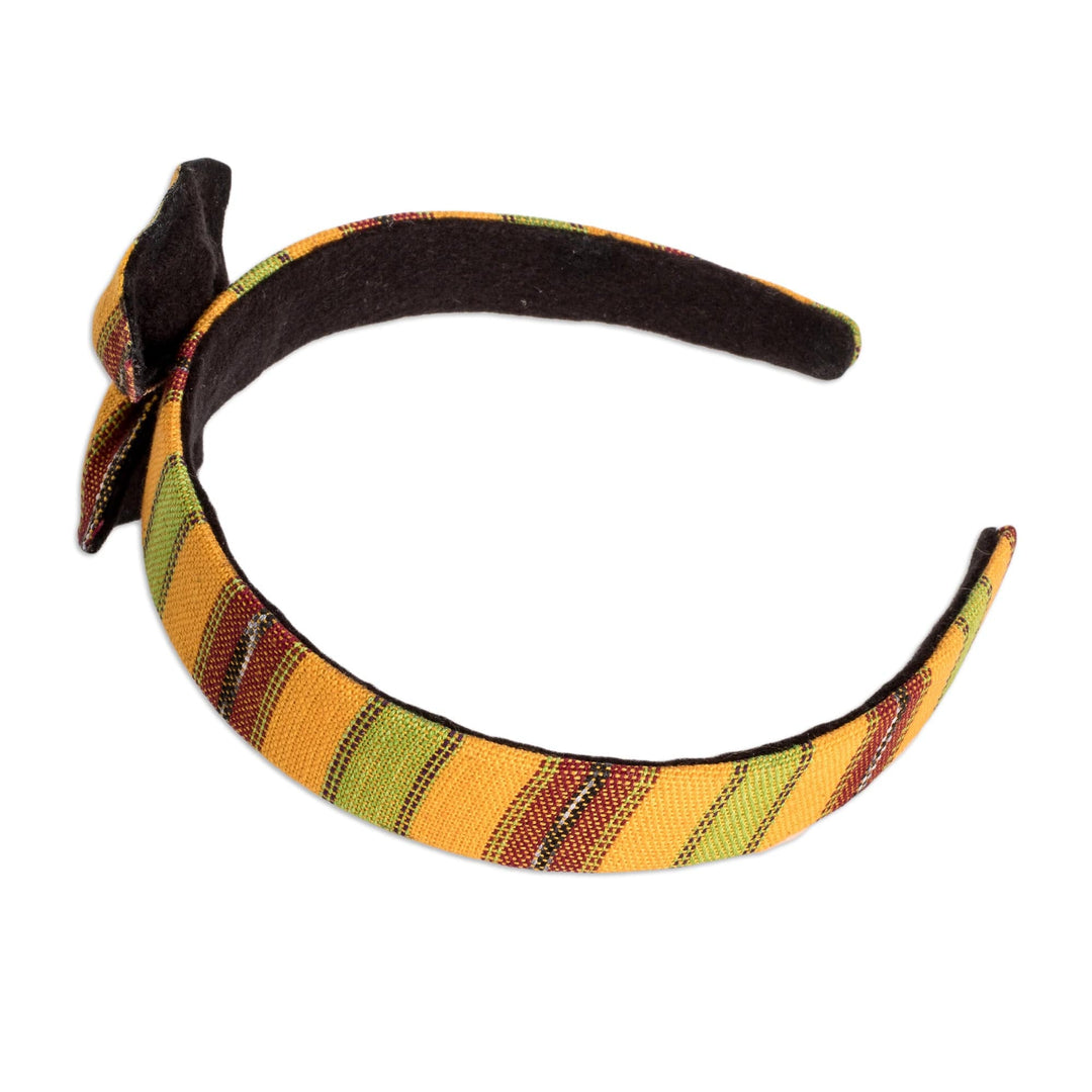 Ocher Headband with Bow Hand-woven with 100% Cotton Canvas - Ocher Origins