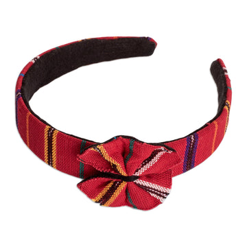 Red Headband with Bow Hand-woven with 100% Cotton Canvas - Red Origins