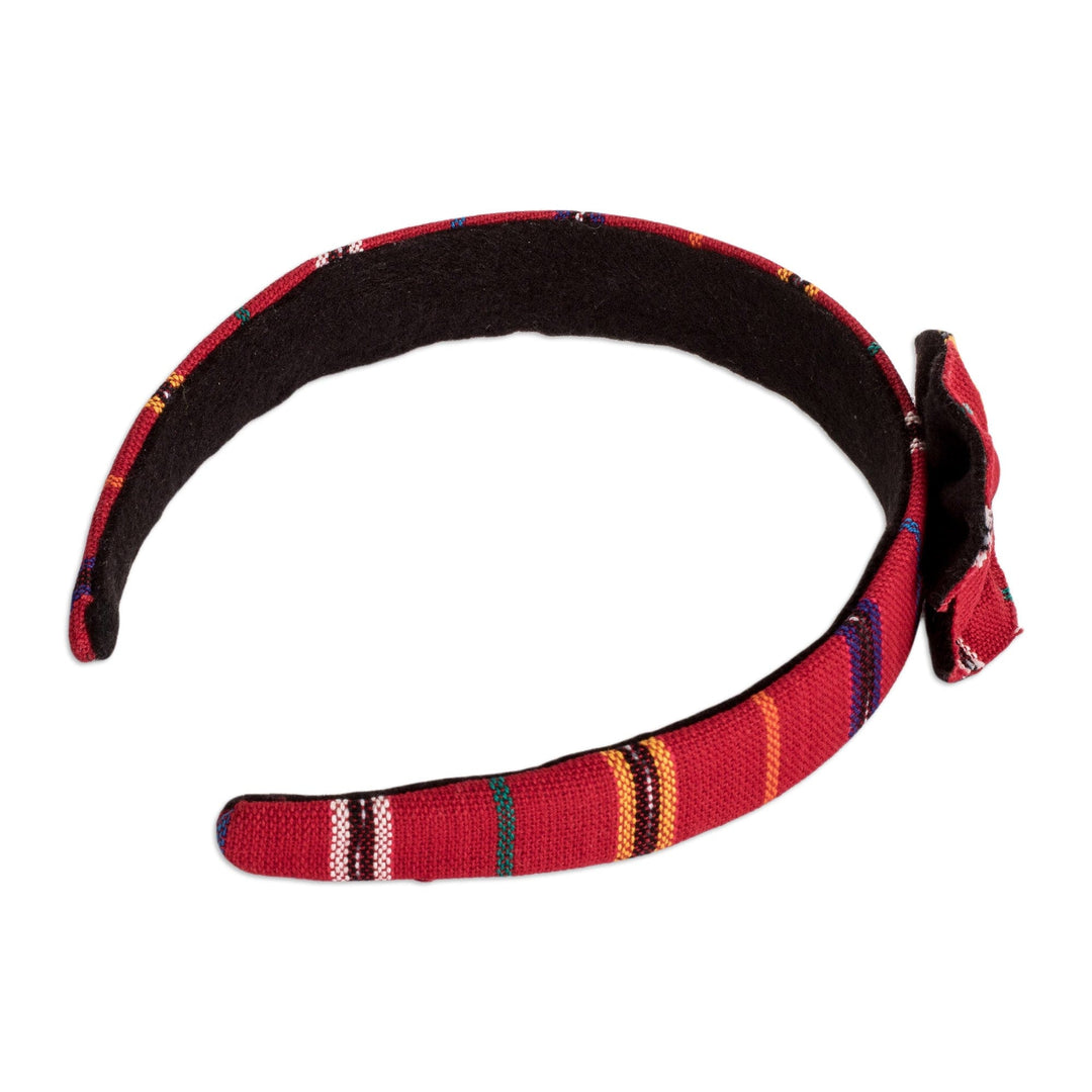 Red Headband with Bow Hand-woven with 100% Cotton Canvas - Red Origins