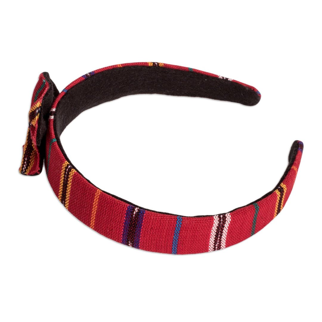 Red Headband with Bow Hand-woven with 100% Cotton Canvas - Red Origins