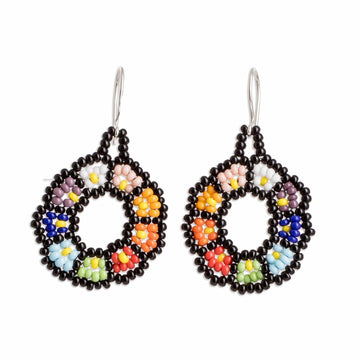 Floral Glass Beaded Dangle Earrings Handmade in Guatemala - Floral Dream