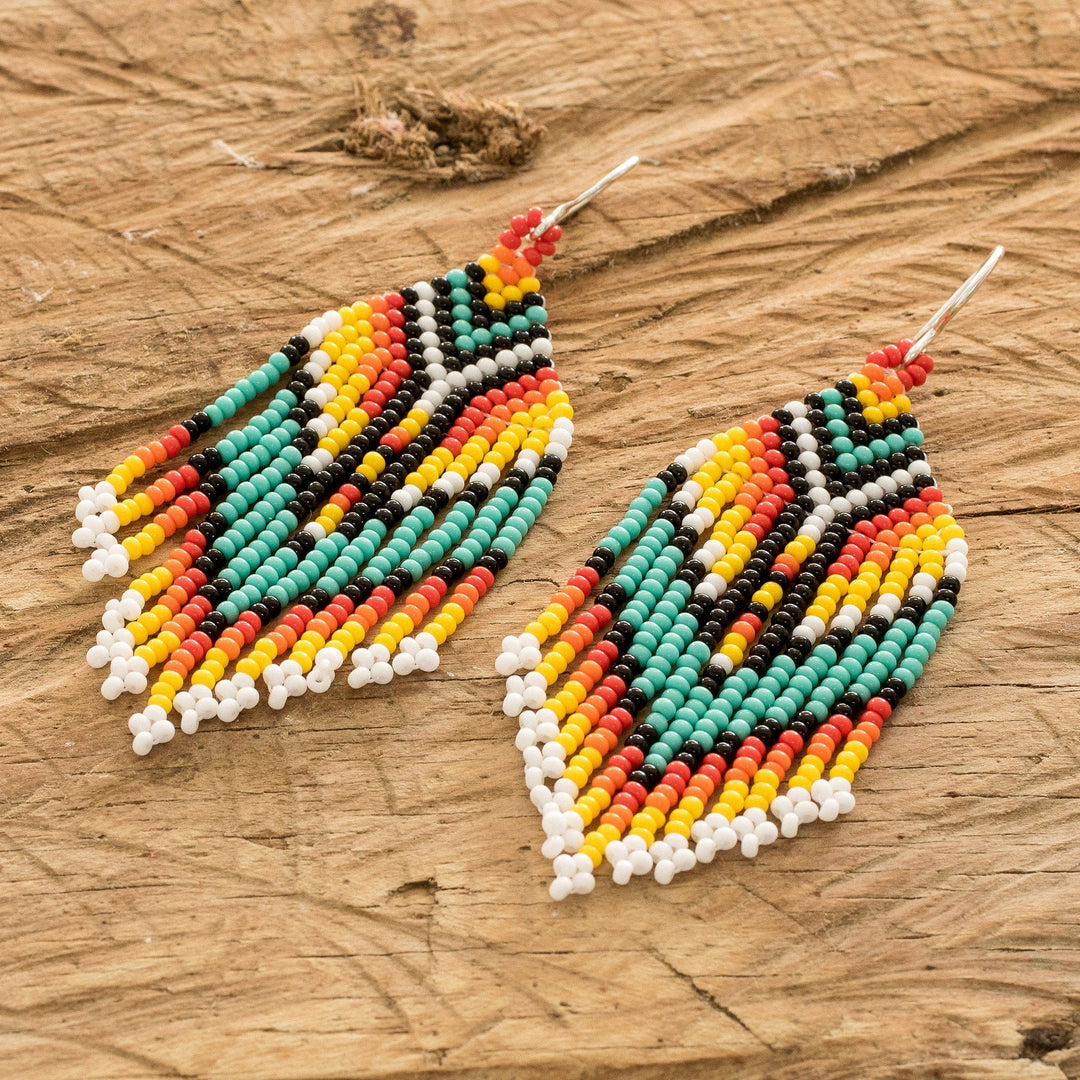 Multicolored Beaded Waterfall Earrings Handmade in Guatemala - Multicolor Tradition
