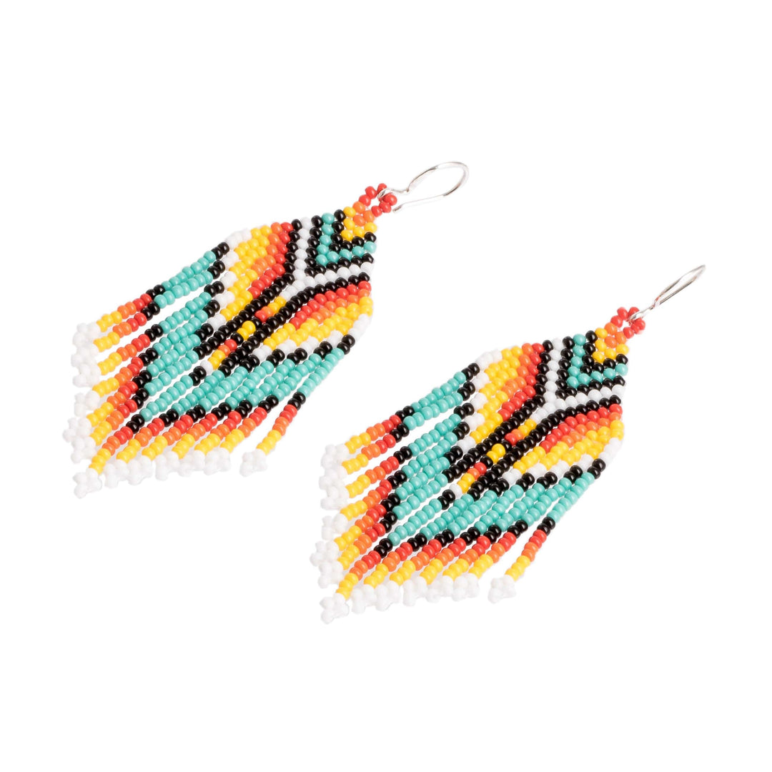 Multicolored Beaded Waterfall Earrings Handmade in Guatemala - Multicolor Tradition