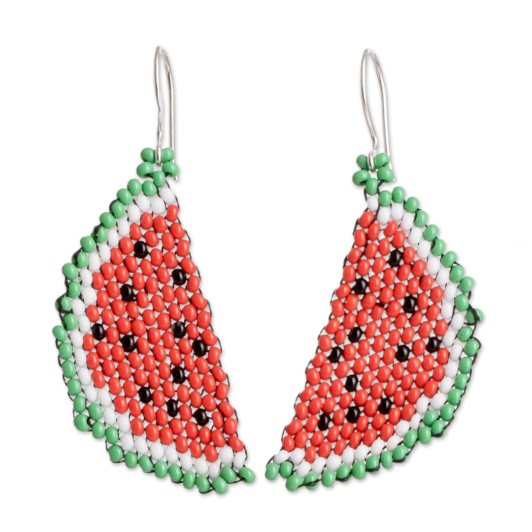 Watermelon Glass Bead Earrings - Fruity Freshness