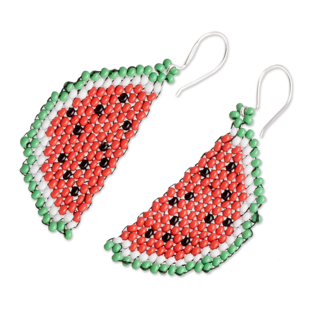 Watermelon Glass Bead Earrings - Fruity Freshness