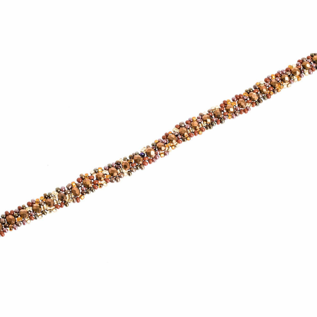 Glass and Crystal Beaded Necklace in Brown - Luminous Comet