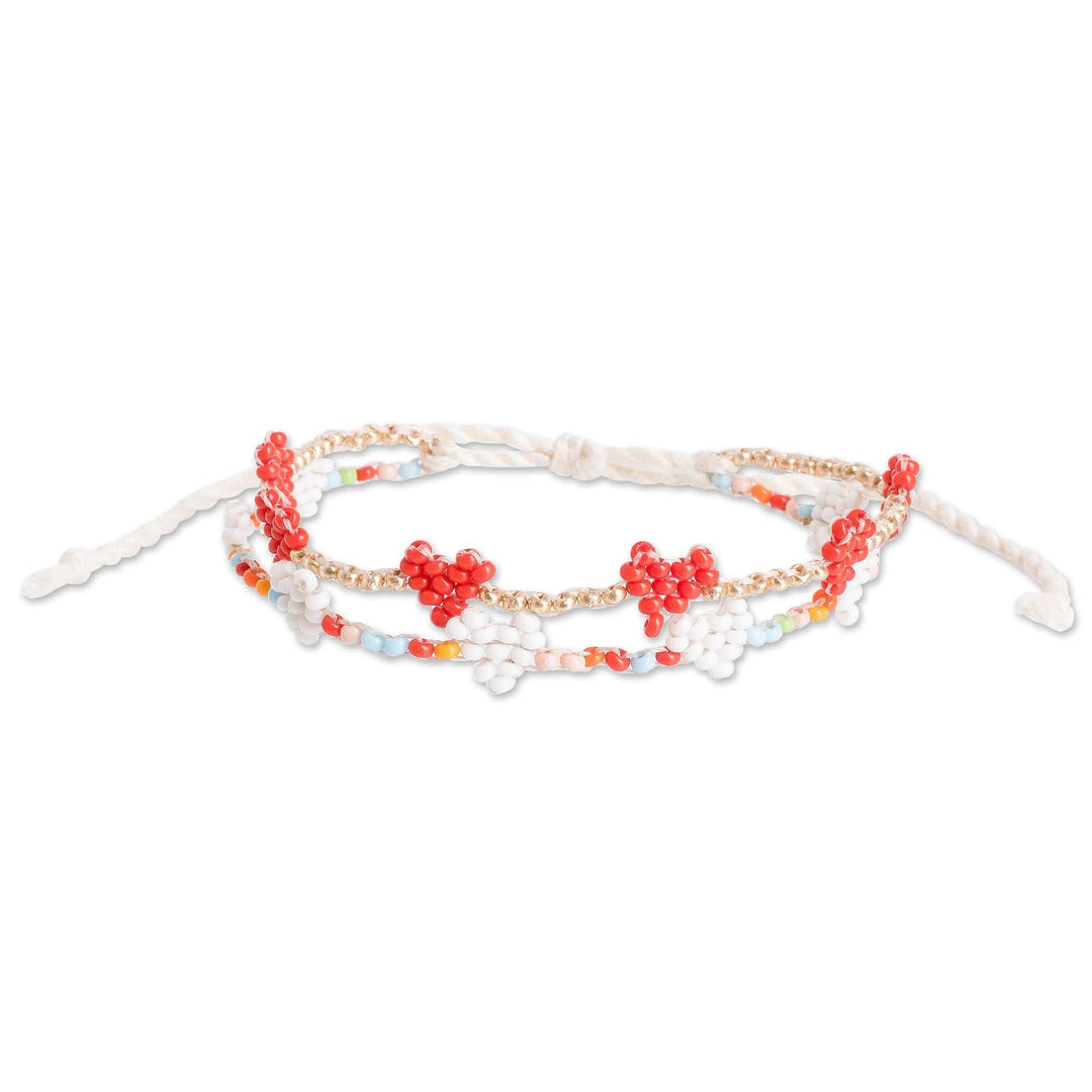 Heart-themed Glass Beaded Wristband Bracelet - Love is Sweet