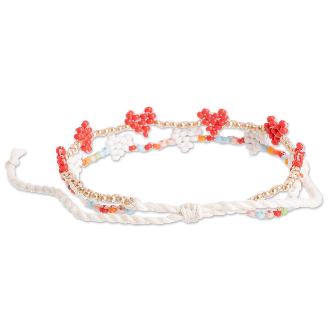 Heart-themed Glass Beaded Wristband Bracelet - Love is Sweet