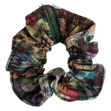 Multicolor Scrunchie Made from Upcycled Cotton in Guatemala - Colorful Traditions