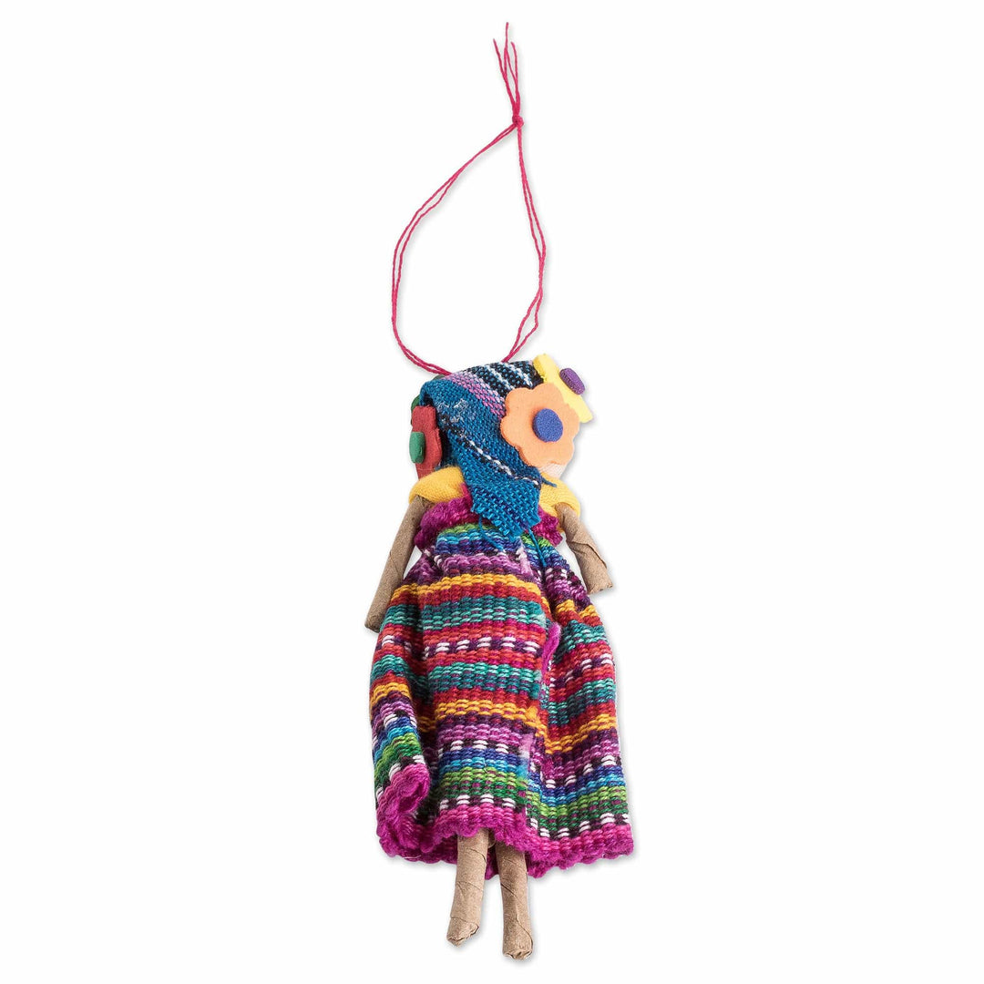 Handcrafted Worry Doll Christmas Ornament - Kahlo
